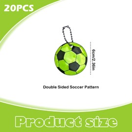 AKSIQIOL 20 Pcs Reflective Keychains with Chains, Visible Safety Reflector Pendants for Backpack, Schoolbag, Walking, Running, Cycling, Stylish Soccer Football Keyrings