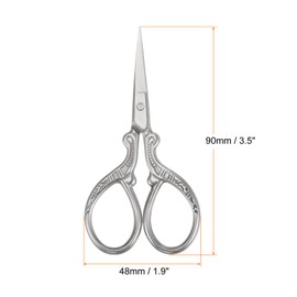 HARFINGTON Vintage Embroidery Scissors 3.5" Stainless Steel Stork Style Mini Scissors for Sewing Crafting Cross Stitch Handcraft Craft Art Needle Work DIY, Silver