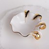 JeanBeau Two Tone Gold White Enamel Chunky Hoops Earrings for