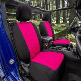 FH Group Custom Fit Car Seat Covers Specifically Made for Jeep Wrangler JL 2 Door 2018-2024 Ultraflex Neoprene Water Resistant Automotive Seat Covers - Front Set Pink