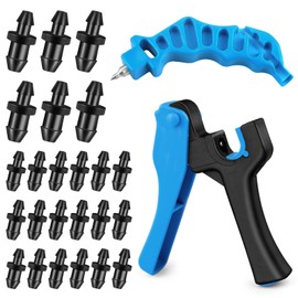 Kalolary 2 in 1 Drip Irrigation Hole Punch Tool Kits, Kalolary 50+2PCS Drip Tube Hole Punch for 1/4" Tube with Drip Plugs Drip Irrigation Punch for Garden Watering System (Hand Drill & Press Style)