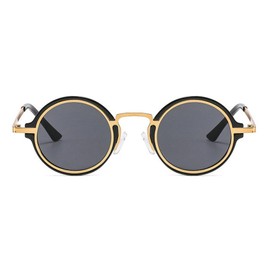 COTIA Retro Round Steampunk Sunglasses for Women Men Personality Fashion Punk Style Sun Glasses W37 (gold grey)