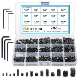 KOXXIAMOQ 786 Piece Metric Grub Screws Set, Hexagon Socket Grub Screws Screws Hex Head Screws Mounting Parts Kits for Door Handles, M2.5 M3 M4 M5 M6 M8 (786)