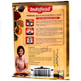 Indofood Rendang - Beef in Chili & Coconut Seasoning, 50 Gram (Pack of 4)