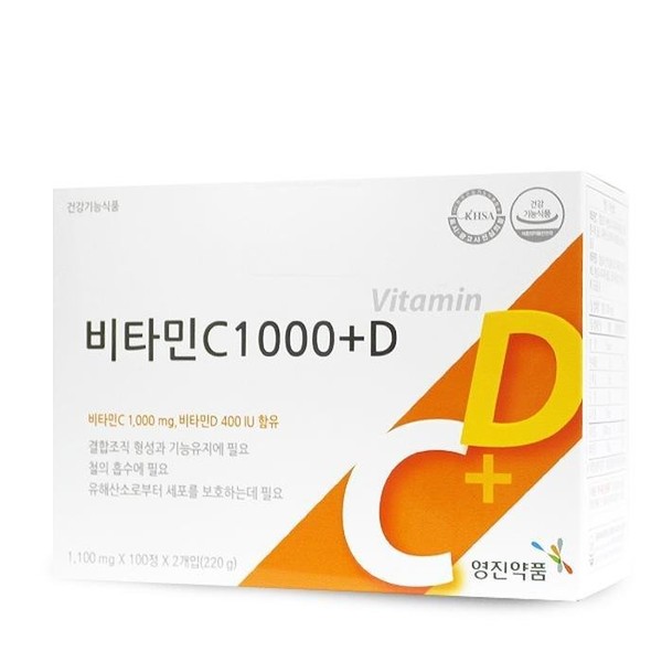 Youngjin Pharmaceutical Vitamin C1000 Plus D 200 tablets Vitamin D 400IU, single / 영진약품 비타민C1000플러스D 200정 비타민D 400IU, 단일