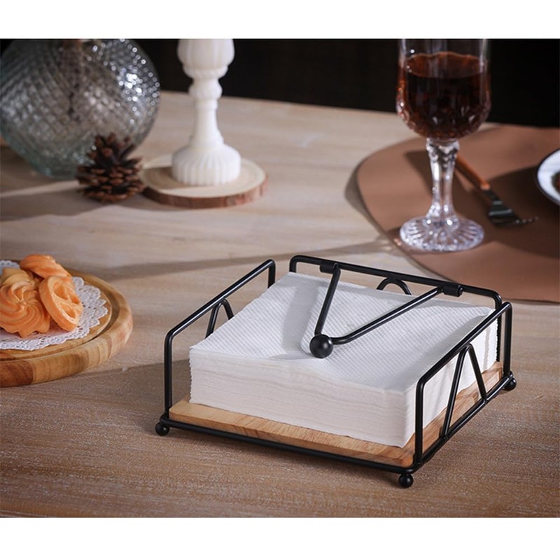 Napkin Holder for Tables, Flat Serviette Holder with Weighted Arm