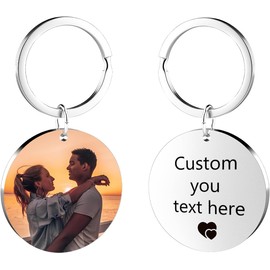 Llavero personalizado Eiwoty, personalizado con imagen y texto, llavero de doble cara personalizado para mujeres u hombres