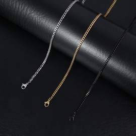 Eigso 7MM Mens Cuban Chain Necklaces Unisex Vintage Fashion 23" Stainless Steel Link Chains Necklace for Man Woman