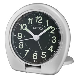 Seiko Sakai Travel Bedroom Alarm Clock, Metallic Silver