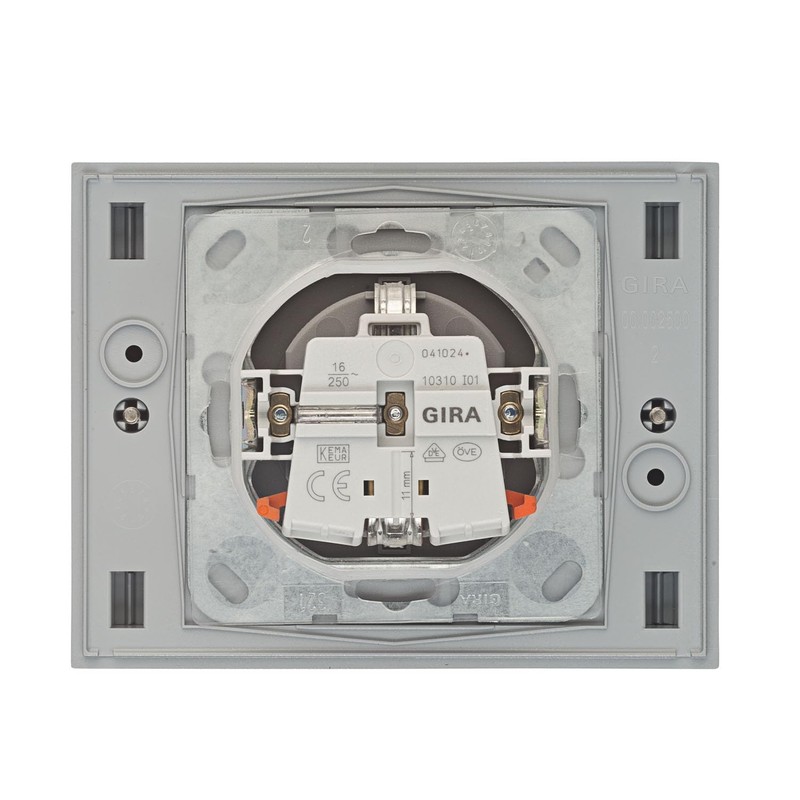 Gira TX_44 Design External Socket Single with Frame, Sealing Flange