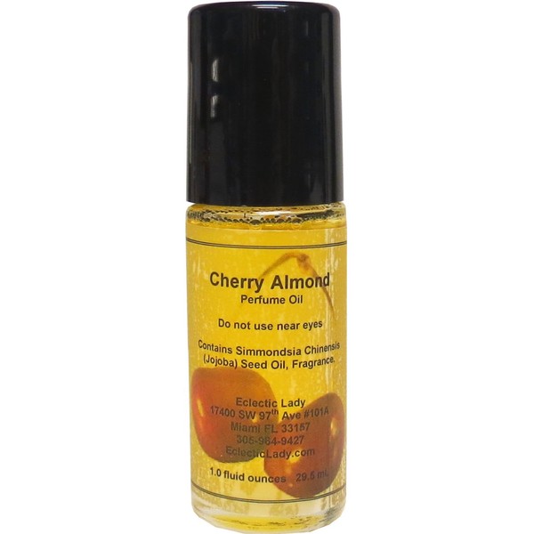 Eclectic Lady Cherry Almond Perfume Oil, Large - Organic Jojoba Oil, Roll On, 1 oz