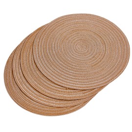 Tcrogsciss Round Braided Place mats Natural Woven Heat Resistant Table Mats for Dining Tables, 4 PCS (11 Inches)