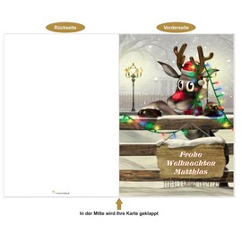 Large Maxi Christmas Card Funny with Desired Text and Envelope, Size DIN A4 (Open A3)