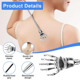 Weenwill Pack of 4 Back Scratcher, Telescopic Scratcher, Back Scratcher, Back Scratcher, Scratch Hand, Back Scratcher Hand for Head and Back Massage