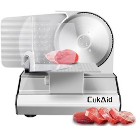 Electric Meat Slicer, 200W Meat Slicer Machine for Home Use, Deli Food Slicer, Meat Cutter Machine, Aluminum,Dishwasher Safe, Removable Blade & Food Carriage and Pusher, 7/8 Inch Adjustable Thickness