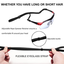 PLABBDPL Sports Glasses Strap, Pack of 5 Adjustable Glasses Straps, Floating Sunglasses, Lanyard Band with Buckle, Non-Slip Glasses Cord for Women, Men and Children, Black, black