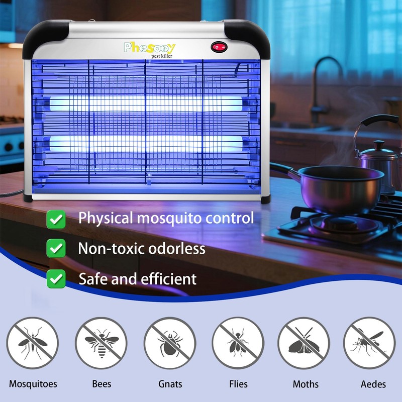 Phosooy Electric Bug Zapper, Indoor Mosquito Killer with 20W Lamps