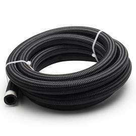 YIUIY 10AN 5/8" 10FT Fuel Line Hose Braided Nylon Stainless Steel Oil Gas Transmission Oil Cooler Line Coolant Hose Fuel Line Pump Gas, Race Gas, Vacuum, Hydraulic Fluid, Diesel Hose Line Tube Black