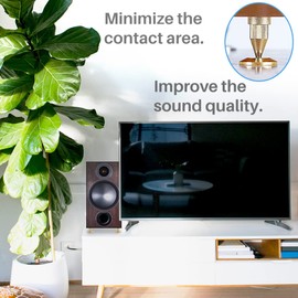 Kalevel Gold Speaker Spikes Adjustable Speaker Isolation Spikes for Speakers Audio Amplifier with Base Pad Feet Mat Pack of 2