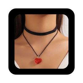 Cybche Boho Geschichtet Herz Choker Halskette Schwarz Samt Kragen Halskette Rot Harz Herz Halskette Herz Samt Halskette Puffed Herz Kette Halskette Schmuck Für Frauen
