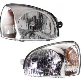 Garage-Pro Driver and Passenger Side Headlight for Hyundai Santa Fe 2003-2006 Halogen With bulb(s) Production Date From July 14 2003 Replaces# 9210126251 9210226251
