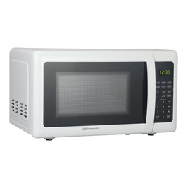 Emerson MW7302W Compact Countertop Microwave Oven with Touch Control, LED Display, 700W, 10 Power Levels, 6 Auto Menus, Glass Turntable and Child Safe Lock, 0.7 Cu., Ft. White