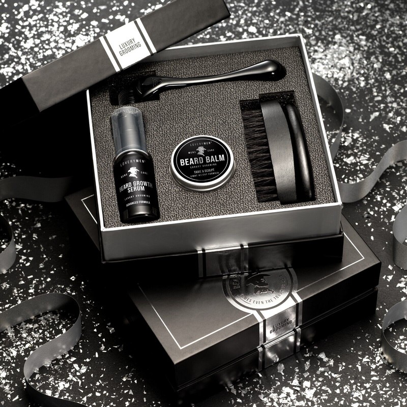 Lovery 5-Pc Beard Growth Kit-Ultimate Beard Care Set-Mens gift for