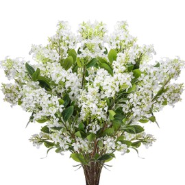 Thiccywoov 10 Pcs 30" Artificial Lilac Flowers Fake Delphinium Antirrhinum Stem Silk Artificial Flower Branch Real Touch Floral Arrangement for Vase Centerpieces Wedding Bouquet Home(White)
