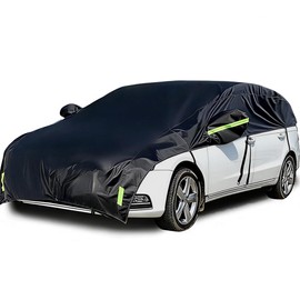 Konnfeir Half Car Cover All Weather Car Body Cover for All Season Sunshade Cover Snow Cover Waterproof 210D Polyester with Cotton (Fit MPV/SUV)