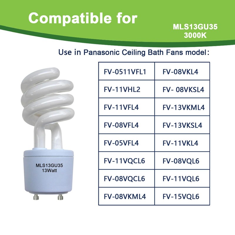 Dameiol MLS13GU35 Light Bulb,13W Spiral Bulb Replacement for Panasonic VQL5