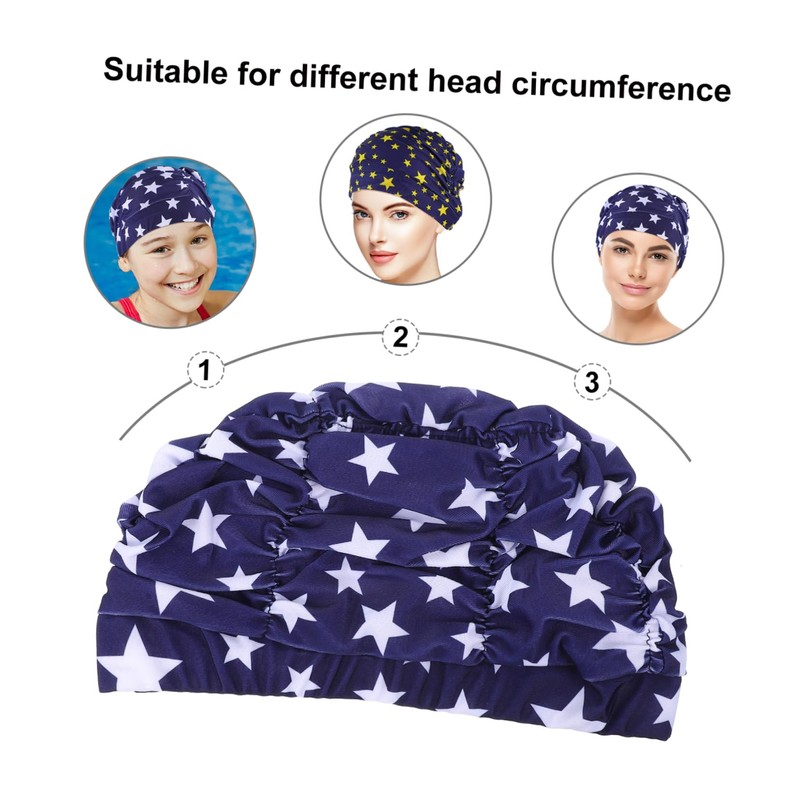 BIUDECO Pleated Swim Cap Long Hair Friendly Elastic for Adults