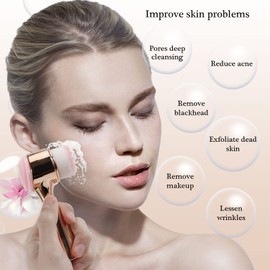 Beomeen Face Brush 2 in 1, Facial Cleansing Exfoliating Brush with Ultra Fine Soft Bristles for Pore Deep Cleansing Silicone Double Side Face Wash Scrub Brush for Skin Care, Gold