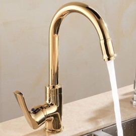 Kitchen Sink Faucet for Bar Farmhouse Commercial, Gold Kitchen Faucets, Gold Single Handle Kitchen Tap, Single Hole Handle Swivel Degree Water Mixer Tap