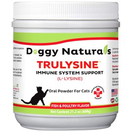Trulysine L-Lysine for Cats Immune Support Oral Powder 21.2oz/600g - Cats & Kittens of All Age, Sneezing, Runny Nose Squinting, Watery Eyes-Fish & Poultry Flavor (U.S.A)(600 Grams (500mg / Scoop))