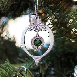 Inspired Silver - Fight Kidney Disease - Silver Christmas Ornament - Circle Charm Christmas Tree Ornament with Cubic Zirconia - Holiday Hanging Decoration