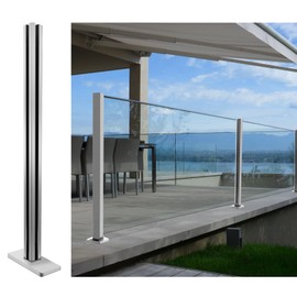 Glass Balustrade Post System - Corner Post - 43.5inch Silver Glass Railing Post for Decks, T304 Stainless Steel Glass Stair Post for Indoor & Outdoor for Balcony, Attic, Pool, Porch - 1Pack…
