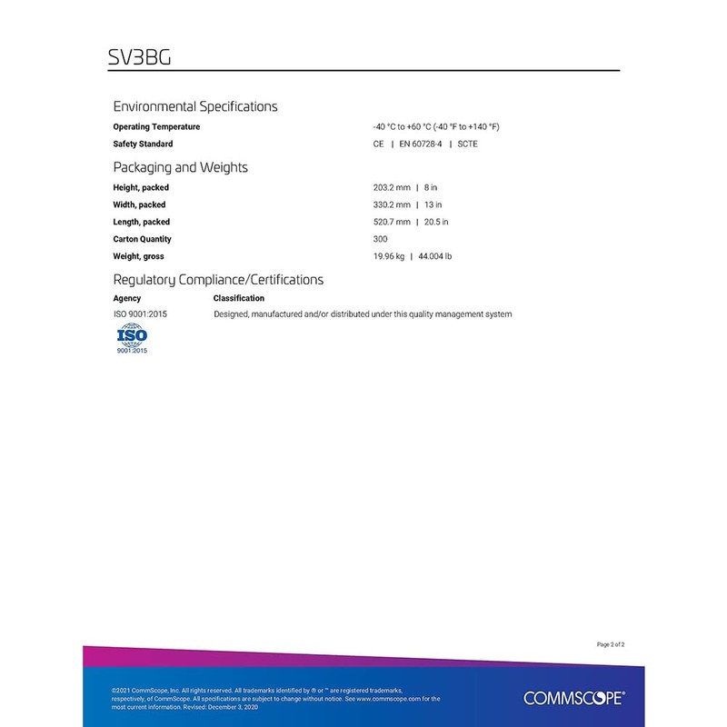 Commscope Sv-3bg 3-way Balanced Splitter, 5-1002 Mhz by Commscope