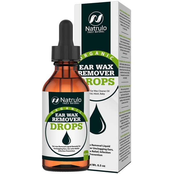 Organic Ear Wax Removal Drops for Clogged Ears – Natural Ear Wax Cleaner Oil for Kid, Adult, Baby – Earwax Removal Liquid for Unclogging Ears, Earaches, Ear Health (Made in USA)