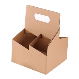 Takelablaze 4 Cups Drink Carrier with Handle 10Pcs Disposable Cardboard Drink Holder Foldable Tray Drink Caddy Cup Carriers to go Cup Holder for Hot or Cold Drinks Food Delivery Services Accessories