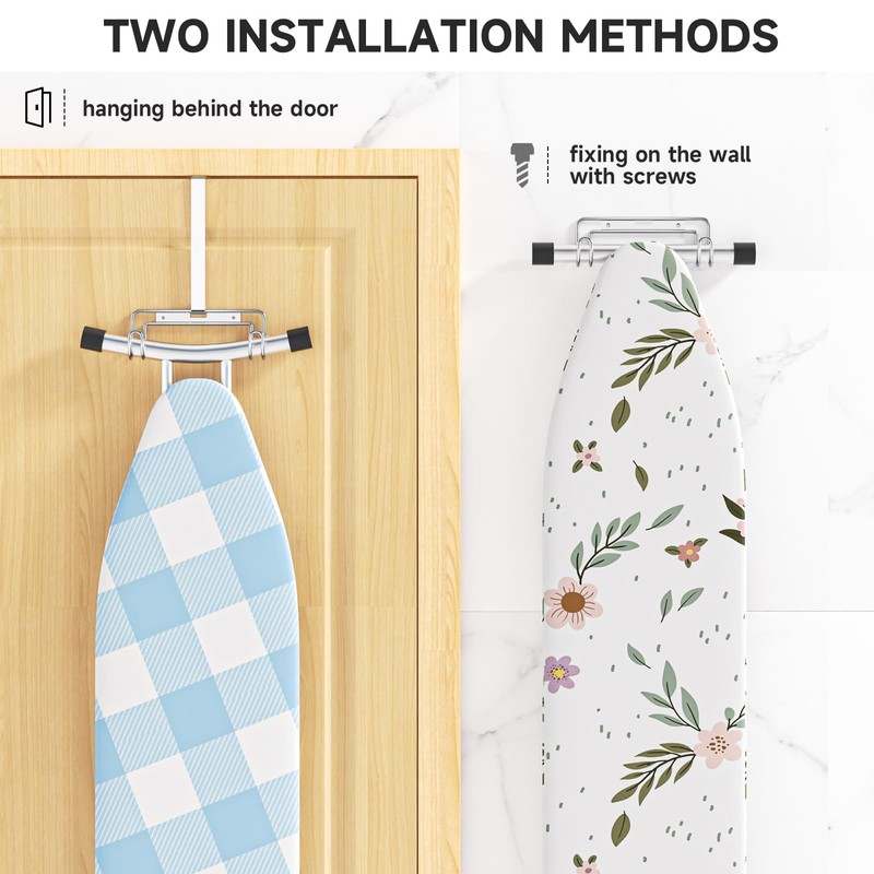 Over The Door & Wall Mount Ironing Board Hanger with