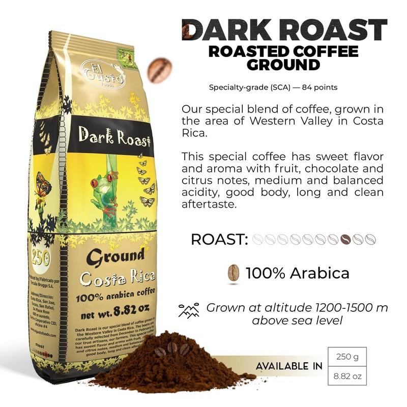 Costa Rican Coffee Dark Roast Ground (8.8oz) - 100% Fresh