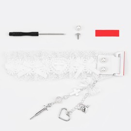COOMICKEY Custom DIY Keyboard Strap, Cute White Lace Back Snap Straps with Charm Compatible for All Mechanical Keyboards ATK68 Keyboard Made 68 Keyboards