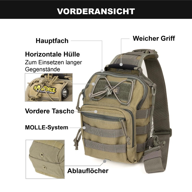 Magforce Tactical Sling Bag "Hamburger", MOLLE Shoulder & Chest Bag,
