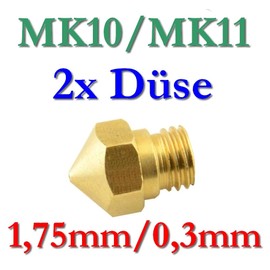 2x MK10 MK11 Precision Brass 3D Printer Nozzle 0.3 mm