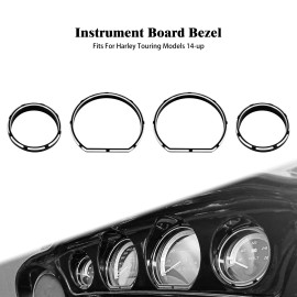 HDBUBALUS 4X Black Burst Gauge Bezel Kit  Fit For Touring Electra Street Glide 2014-2020