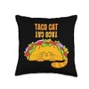 Funny Sleeping Taco Cat Throw Pillow, 16x16, Multicolor