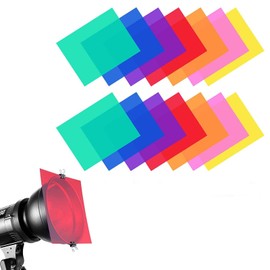 Pack of 14 Colour Films, Gel, Transparent Coloured Film Film, Heat Resistant for Lamps, Colourful, Colour Filter for Headlights, Photo, Studio, Strobe (29.7 x 21 cm)