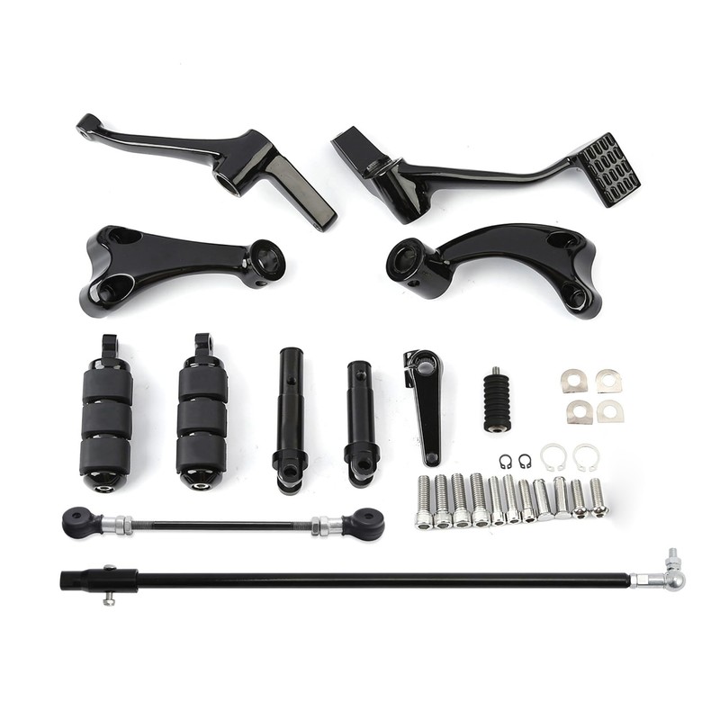 XFMT Motorcycle Black Standard Forward Control Kits W/Footpegs Levers Linkages