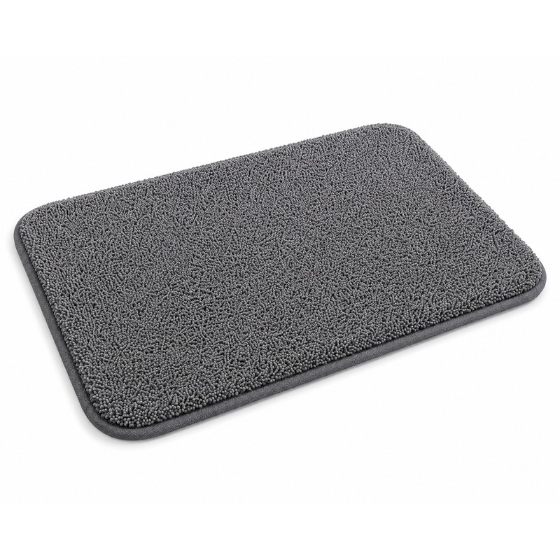 Light Grey Soft Polyester Floor Mat 40x60 cm - Non-Slip