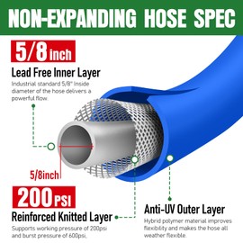 Heavy Duty Garden Hose 75ft, Non-Expanding Flexible Water Hose, Kink Resistant Lightweight Hybrid Hose, Leakproof Hose Male to Female Fittings